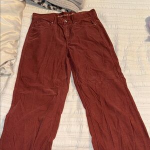 Woman's american eagle maroon wide leg low rise corduroy jeans